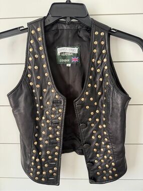 Black Studded Leather Vest